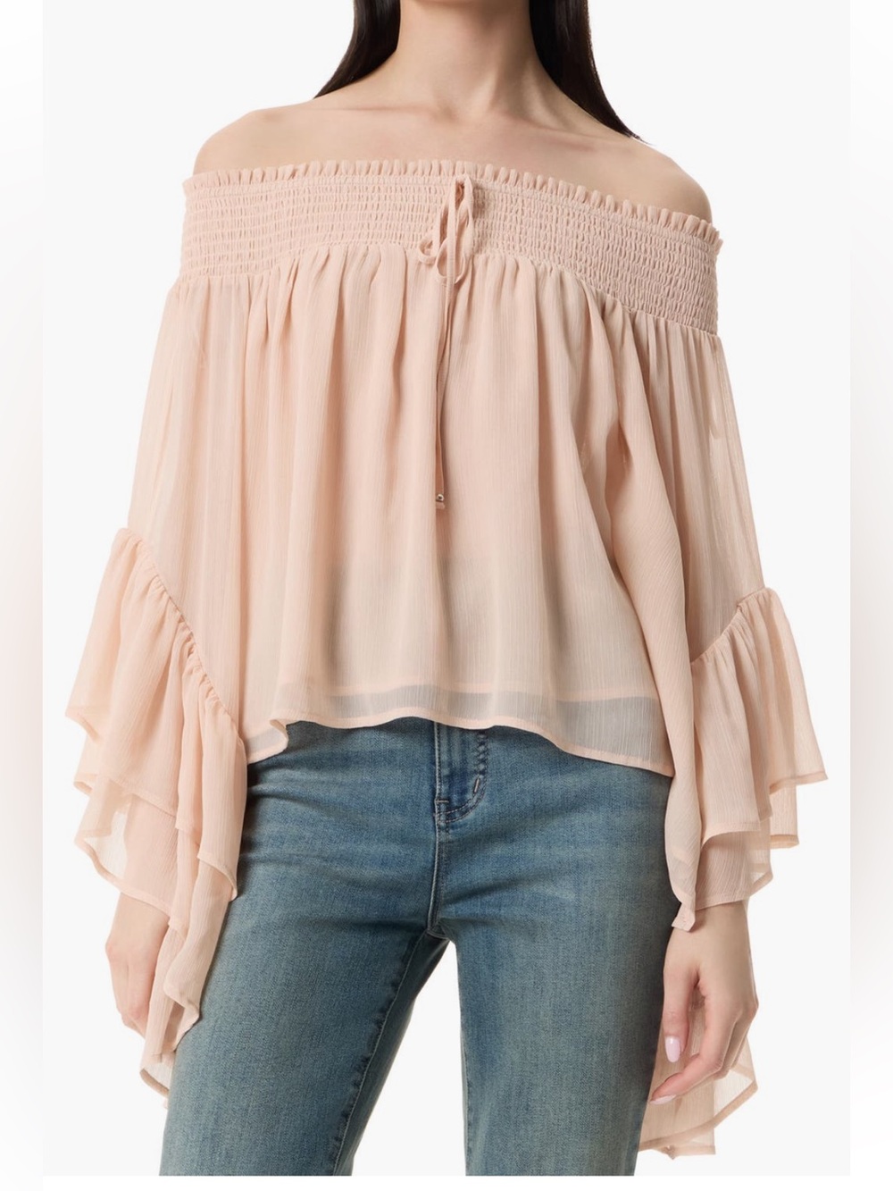 NWT Robert Rodriguez Edith Off The Shoulder Ruffle Blouse Rose Medium